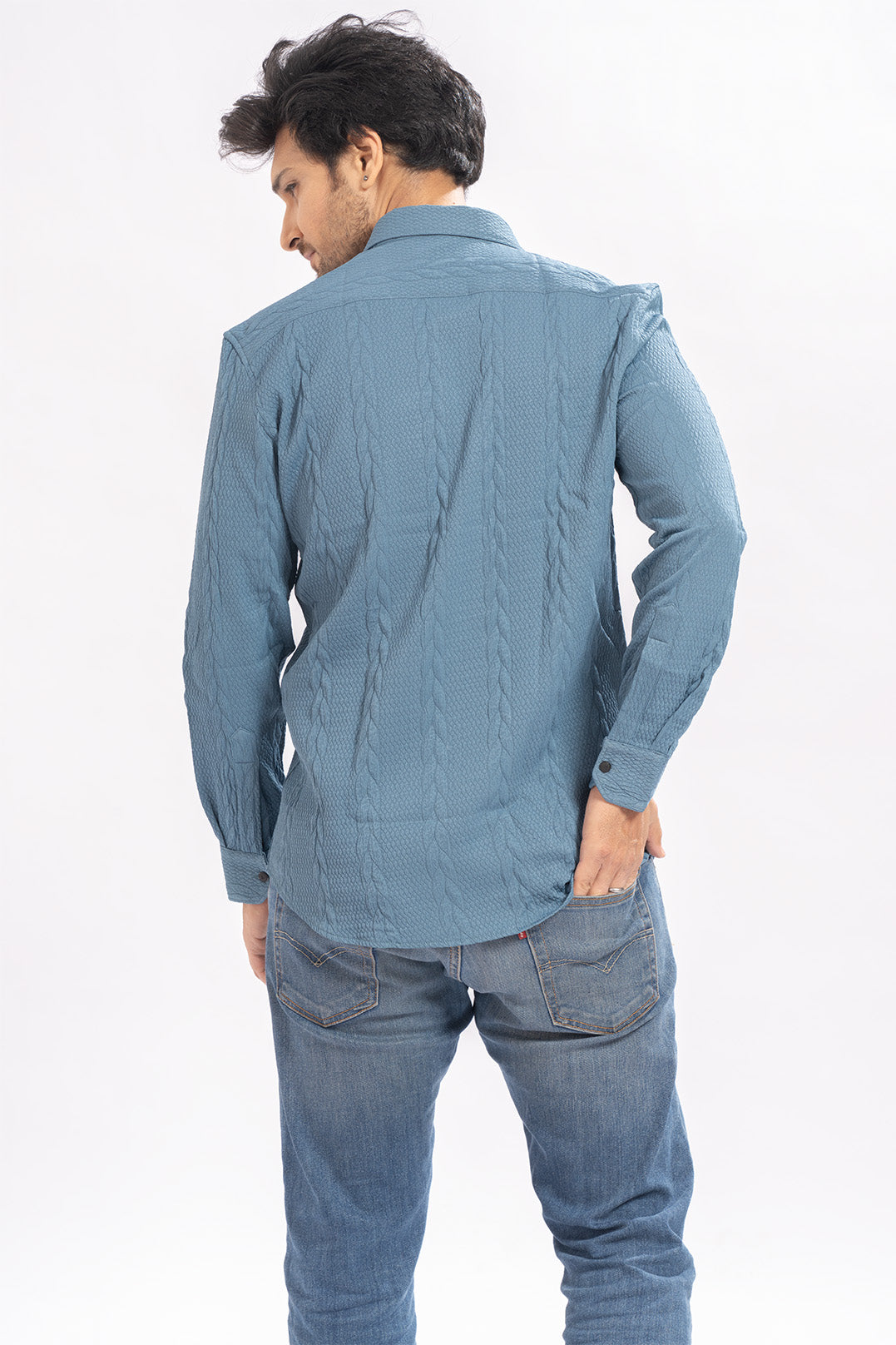 Blendin Jacquard Sky Blue Shirts