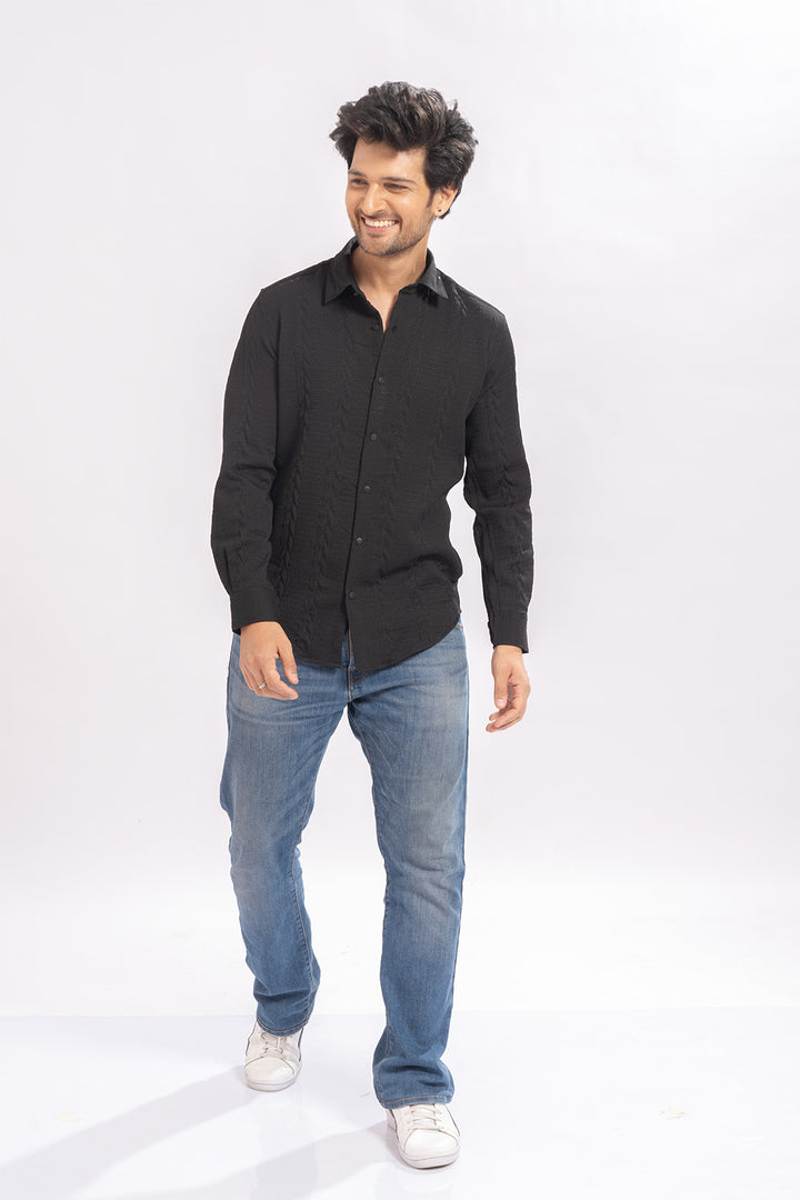 Blendin Jacquard Black Shirts