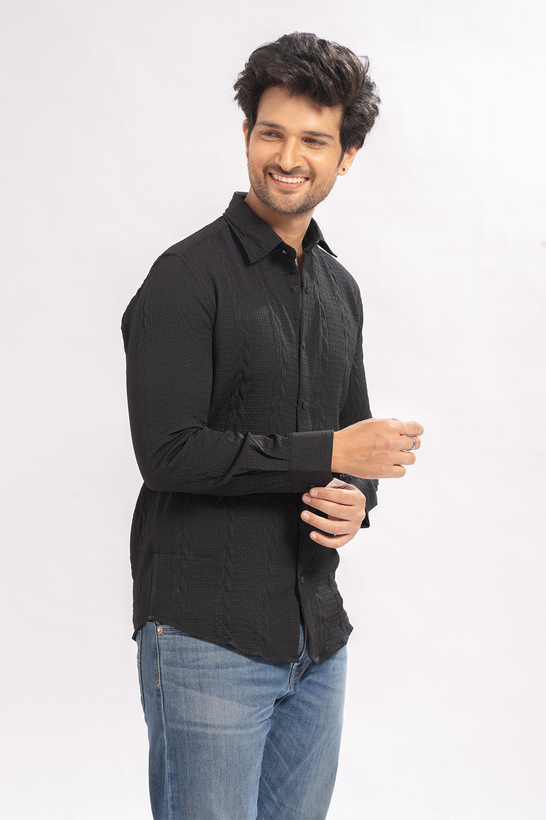 Blendin Jacquard Black Shirts