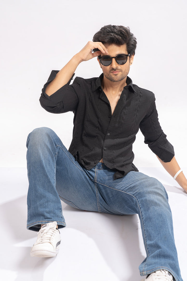 Blendin Jacquard Black Shirts