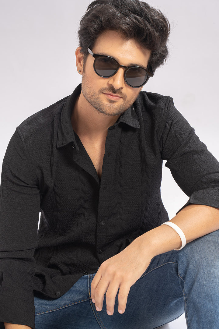 Blendin Jacquard Black Shirts