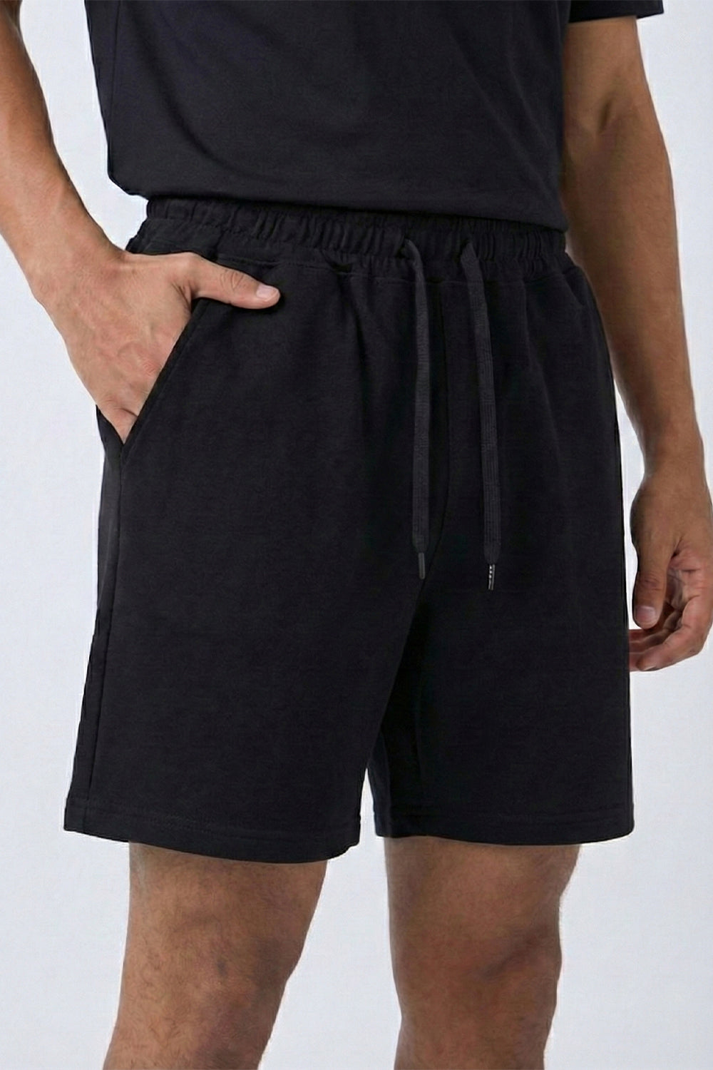 Black Solid Shorts