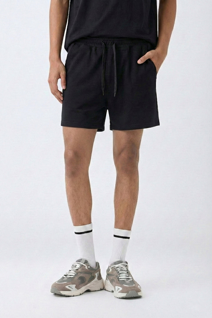 Black Solid Shorts