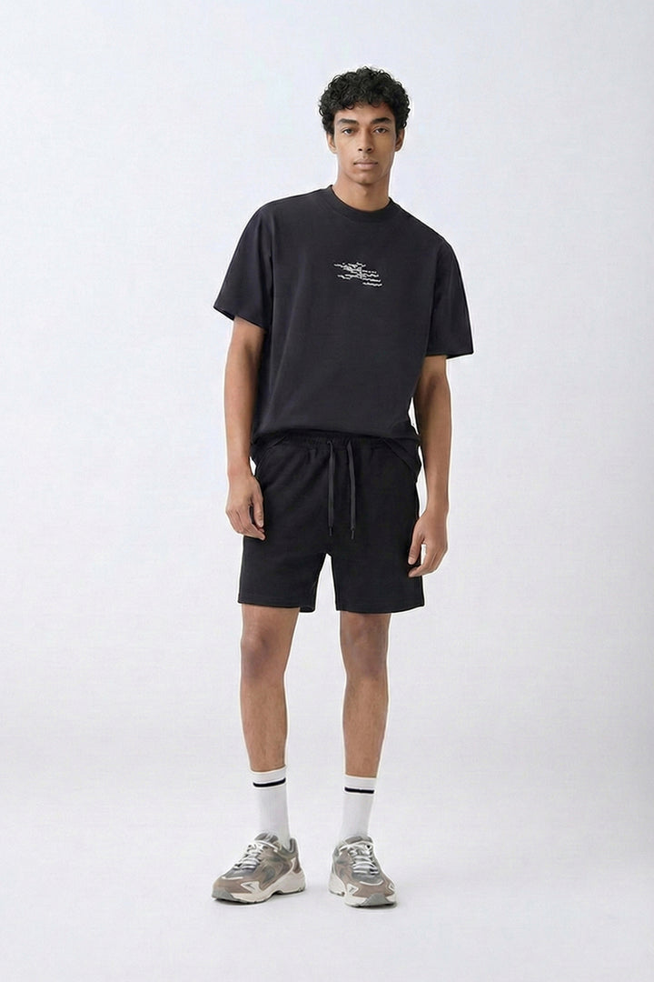 Black Solid Shorts