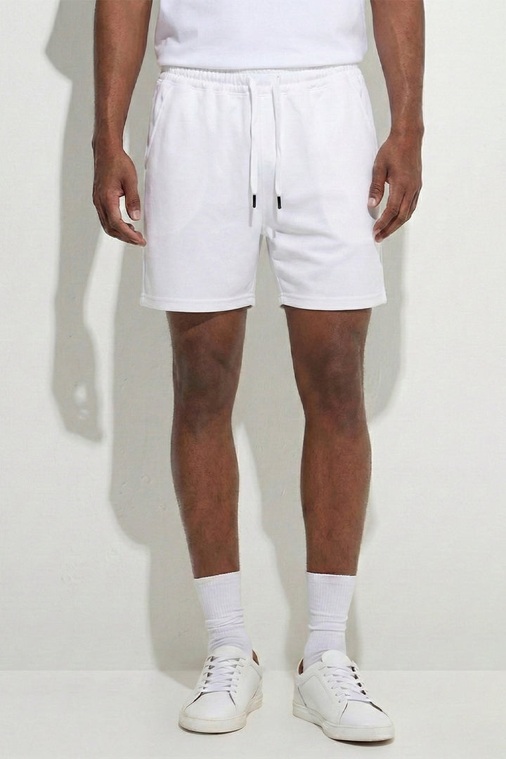 White Solid Shorts