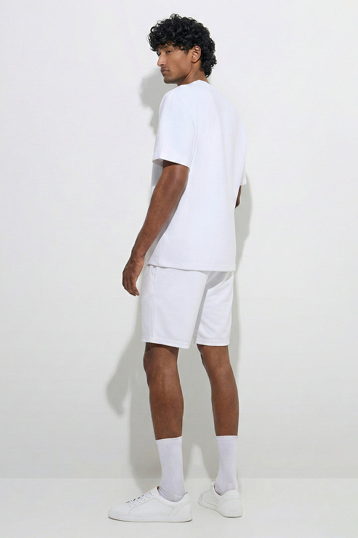 White Solid Shorts