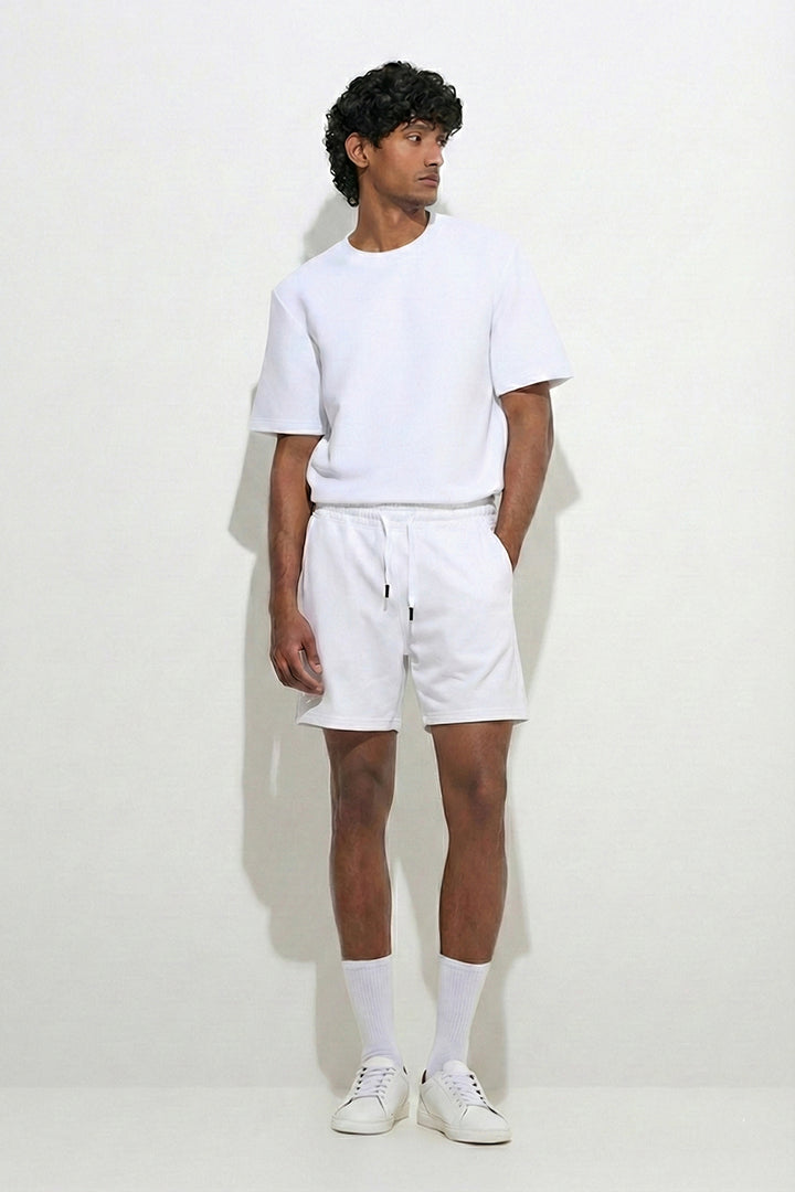 White Solid Shorts