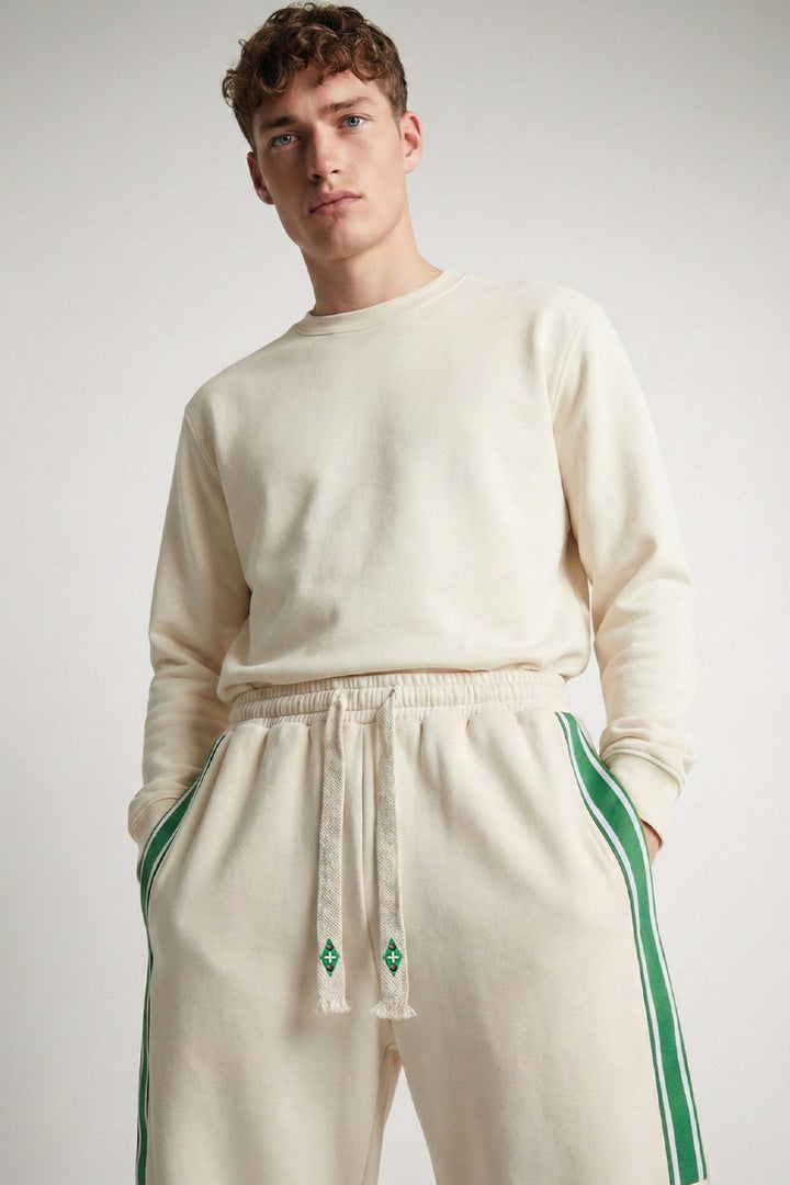 Beige Trackline Joggers